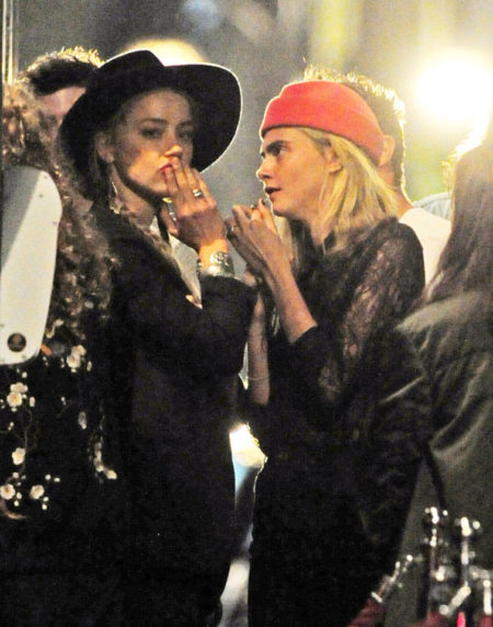 18/19 August 2016 - London - UK **PREMIUM EXCLUSIVE - DO NOT USE UNLESS FEE AGREED** DIVORCE CELEBRATION - JOHNNY DEPP'S NOW EX WIFE AMBER HEARD PARTIES THE NIGHT AWAY WITH HER PALS - ACTRESS MARGOT ROBBIE AND MODEL CARA DELEVINGNE. AFTER VISITING A GALLERY EXHIBITION MARGOT ROBBIE IS PICTURED WITH HER BOYFRIEND GOING TO A TRENDY RESTAURANT ON HIGH ST KENSINGTON WHERE SHE CAN BE SEEN SPENDING MOST OF HER TIME OUTSIDE ON HER PHONE HAVING AN ANIMATED CONVERSATION WHICH SEEMED TO GET HER UPSET. AFTER A WHILE CARA AND AMBER ARE SEEN ALSO ARRIVING AT THE SAME RESTAURANT TO MEET UP WITH MARGOT AND FRIENDS WHERE THEY ARE ALL PICTURED THEN LEAVING TOGETHER AND MOVING ONTO A NIGHTCLUB WHERE THEY WERE TURNED AWAY EVEN THOUGH TELLING THE DOORMAN 'DO YOU KNOW WHO WE ARE,  WHICH DIDNT SEEM TO WORK'! AFTER CONTEMPLATING OUTSIDE THE CLUB WHAT TO DO,  THEY MOVED ON TO THE TRENDY CHILTERN FIREHOUSE TO CONTINUE CELEBRATING UNTIL THE EARLY HOURS. BYLINE MUST READ : NASH/XPOSUREPHOTOS.COM ***UK CLIENTS - PICTURES CONTAINING CHILDREN PLEASE PIXELATE FACE PRIOR TO PUBLICATION *** **UK CLIENTS MUST CALL PRIOR TO TV OR ONLINE USAGE PLEASE TELEPHONE 44 208 344 2007 **
