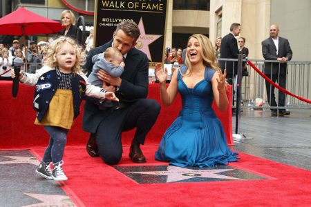 HOLLYWOOD,  CA - DECEMBER 15: Blake Lively and Ryan Reynolds with their children attend a ceremony honoring actor Ryan Reynolds with Star on the Hollywood Walk Of Fame on December 15,  2016 in Hollywood,  California. (Photo by Tommaso Boddi/WireImage)