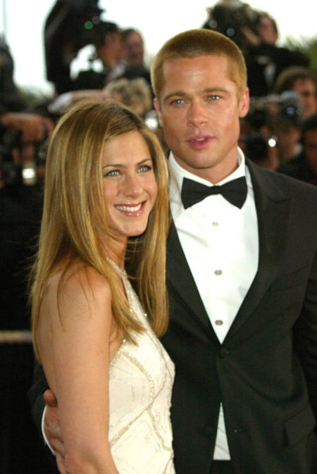 Jennifer Aniston and Brad Pitt during 2004 Cannes Film Festival - "Troy" Premiere at Palais Du Festival in Cannes,  France. (Photo by Tony Barson/WireImage)