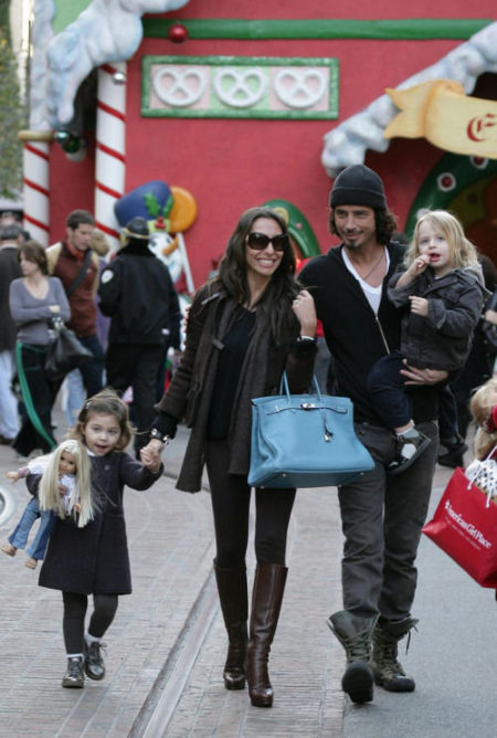 27141,  LOS ANGELES,  CALIFORNIA - Tuesday December 23 2008. **UK AND USA USE ONLY** Rocker Chris Cornell and wife Vicky Karatiannis take their children,  Toni and Christopher,  to visit Santa at The Grove. Photograph: RevolutionPix,  PacificCoastNews.com ***FEE MUST BE AGREED PRIOR TO USAGE*** UK OFFICE: +44 131 225 3333/3322 US OFFICE: 1 310 261 9676